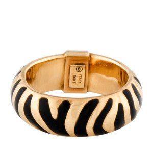 BEAUTIFUL 14K YELLOW GOLD ENAMEL BAND RING